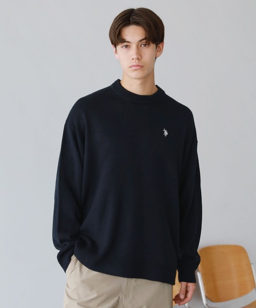 U.S. POLO ASSN.（ユーエスポロアッスン）の「ワンポイントロゴクルーネックニット（ニット/セーター・メンズ・ブラック/ネイビー/アイボリー/グレー/ベージュ・S/M/L）」の5枚目の写真