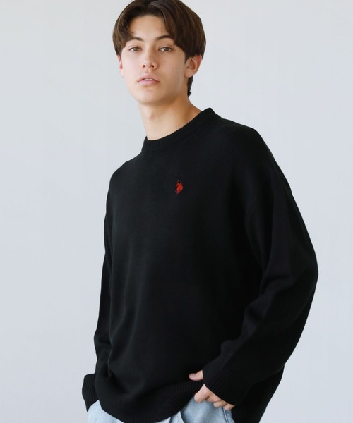 U.S. POLO ASSN.（ユーエスポロアッスン）の「ワンポイントロゴクルーネックニット（ニット/セーター・メンズ・ブラック/ネイビー/アイボリー/グレー/ベージュ・S/M/L）」の6枚目の写真