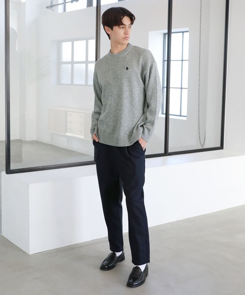 U.S. POLO ASSN.（ユーエスポロアッスン）の「ワンポイントロゴクルーネックニット（ニット/セーター・メンズ・ブラック/ネイビー/アイボリー/グレー/ベージュ・S/M/L）」の8枚目の写真