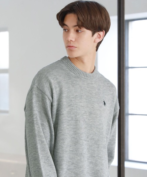 U.S. POLO ASSN.（ユーエスポロアッスン）の「ワンポイントロゴクルーネックニット（ニット/セーター・メンズ・ブラック/ネイビー/アイボリー/グレー/ベージュ・S/M/L）」の10枚目の写真