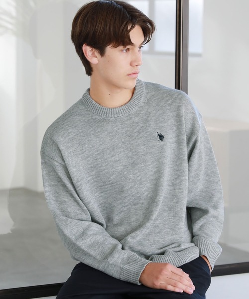 U.S. POLO ASSN.（ユーエスポロアッスン）の「ワンポイントロゴクルーネックニット（ニット/セーター・メンズ・ブラック/ネイビー/アイボリー/グレー/ベージュ・S/M/L）」の11枚目の写真