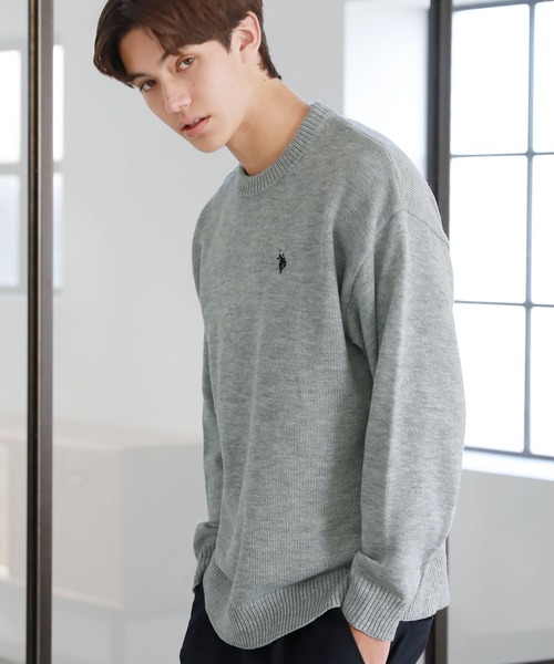 U.S. POLO ASSN.（ユーエスポロアッスン）の「ワンポイントロゴクルーネックニット（ニット/セーター・メンズ・ブラック/ネイビー/アイボリー/グレー/ベージュ・S/M/L）」の12枚目の写真