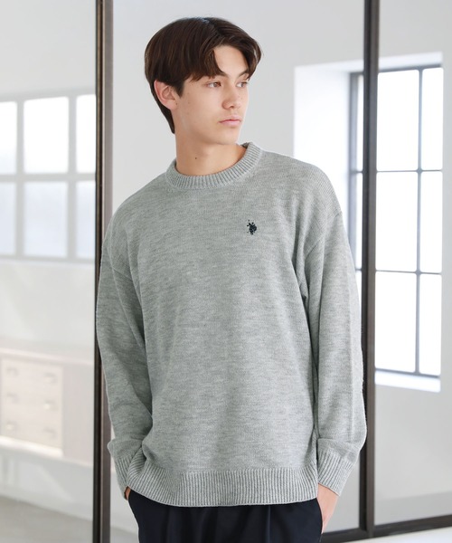 U.S. POLO ASSN.（ユーエスポロアッスン）の「ワンポイントロゴクルーネックニット（ニット/セーター・メンズ・ブラック/ネイビー/アイボリー/グレー/ベージュ・S/M/L）」の13枚目の写真