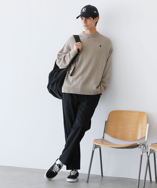U.S. POLO ASSN.（ユーエスポロアッスン）の「ワンポイントロゴクルーネックニット（ニット/セーター・メンズ・ブラック/ネイビー/アイボリー/グレー/ベージュ・S/M/L）」の15枚目の写真
