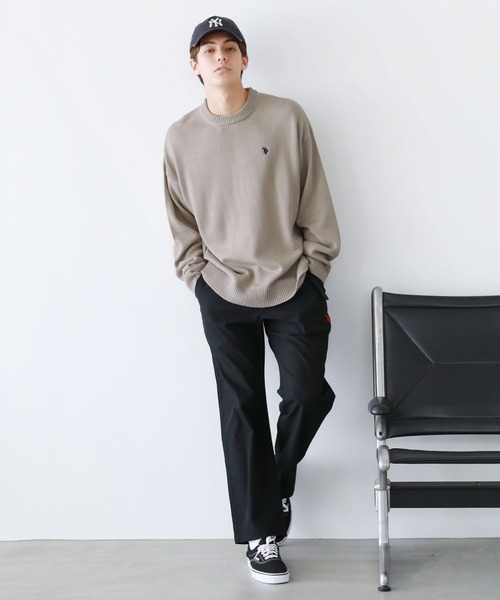 U.S. POLO ASSN.（ユーエスポロアッスン）の「ワンポイントロゴクルーネックニット（ニット/セーター・メンズ・ブラック/ネイビー/アイボリー/グレー/ベージュ・S/M/L）」の16枚目の写真
