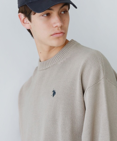 U.S. POLO ASSN.（ユーエスポロアッスン）の「ワンポイントロゴクルーネックニット（ニット/セーター・メンズ・ブラック/ネイビー/アイボリー/グレー/ベージュ・S/M/L）」の20枚目の写真
