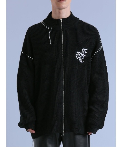 semantic design（セマンティックデザイン）の「【オーバーサイズ】セマンティックデザイン ダメージ ドライバースニットアウター（カーディガン/ボレロ・メンズ・ブラック/ホワイト・MEDIUM/LARGE）」の15枚目の写真