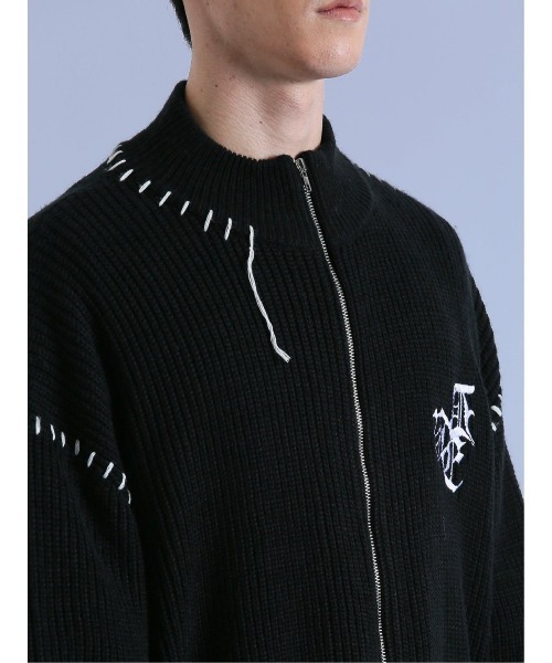 semantic design（セマンティックデザイン）の「【オーバーサイズ】セマンティックデザイン ダメージ ドライバースニットアウター（カーディガン/ボレロ・メンズ・ブラック/ホワイト・MEDIUM/LARGE）」の18枚目の写真