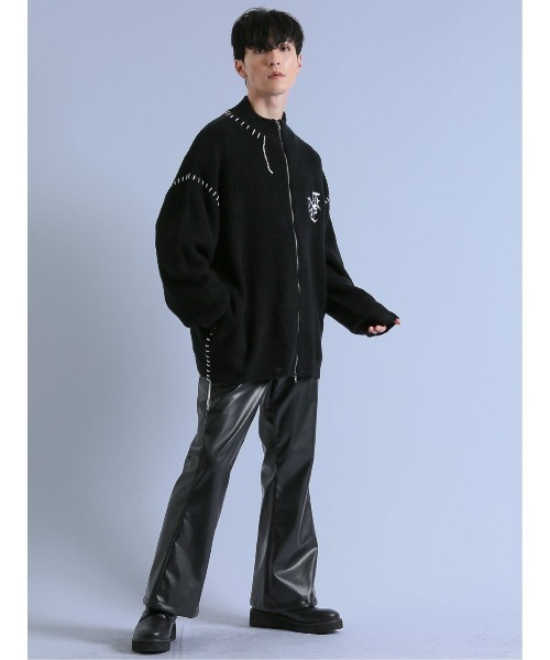 semantic design（セマンティックデザイン）の「【オーバーサイズ】セマンティックデザイン ダメージ ドライバースニットアウター（カーディガン/ボレロ・メンズ・ブラック/ホワイト・MEDIUM/LARGE）」の20枚目の写真