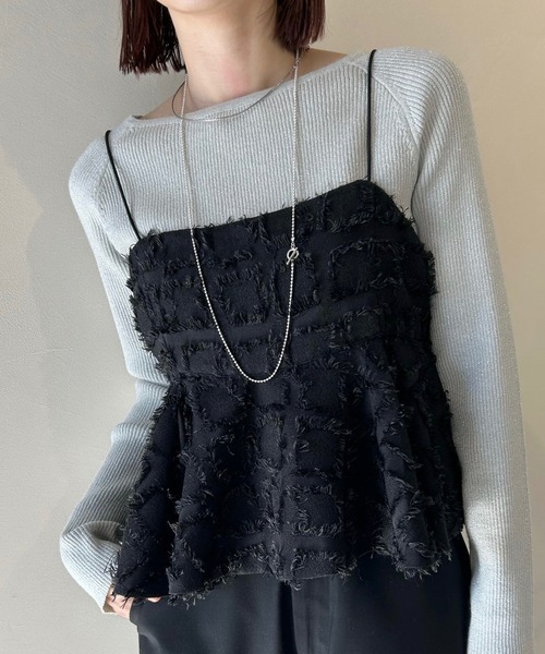 mystic（ミスティック）の「【2024SS/マルチWAY】ジャガードキャミソール（キャミソール・レディース・ブラック/チャコールグレー/ベージュ・FREE）」の4枚目の写真