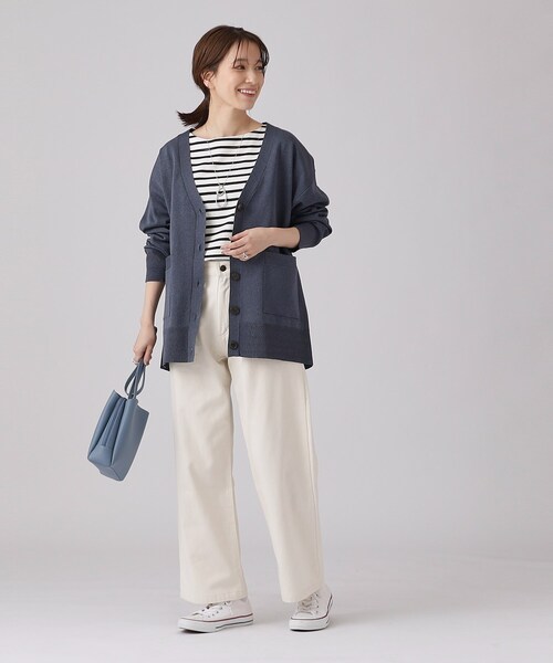 SHOO・LA・RUE（シューラルー）の「◆軽くて柔らかい スポンディッシュ Vネックカーディガン（カーディガン/ボレロ・レディース・アイボリー/ベビーピンク/ネイビー系2/ライトブルー/サンドベージュ/ブルー系その他・00）」の8枚目の写真