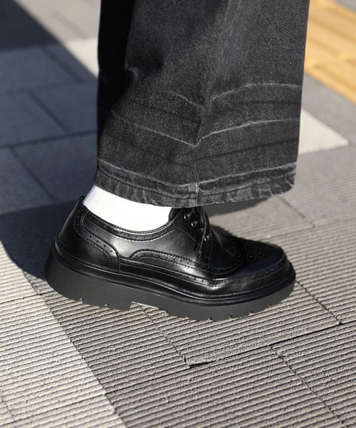 セール】【shoes365】厚底ブロックシューズ（ドレスシューズ