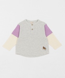 petit main（プティマイン）の「配色ヘンリーネックロンT（Tシャツ/カットソー・キッズ）」