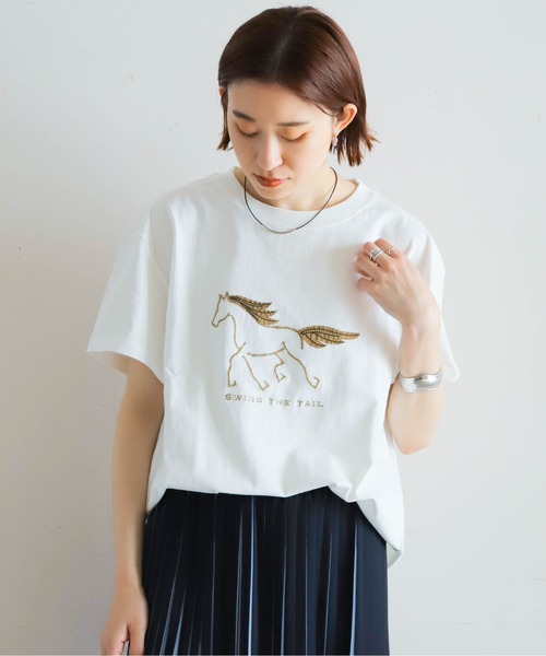 関税込＊Needles＊ロゴ刺繍クルーネック ポリジャージーTシャツ NEEDLES(ニードルズ) Needles Track Crew Neck Shirt ロゴ刺繍