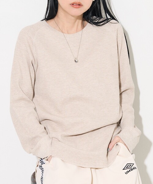 FREAK'S STORE（フリークスストア）の「ワッフルプルオーバー/ワッフルカットソー（Tシャツ/カットソー・レディース・その他13/ブルー/オフホワイト/ナチュラル/ブラック・ﾌﾘ-）」の3枚目の写真