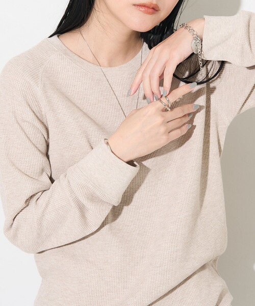 FREAK'S STORE（フリークスストア）の「ワッフルプルオーバー/ワッフルカットソー（Tシャツ/カットソー・レディース・その他13/ブルー/オフホワイト/ナチュラル/ブラック・ﾌﾘ-）」の12枚目の写真