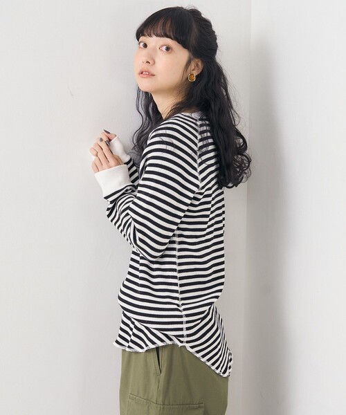 FREAK'S STORE（フリークスストア）の「ワッフルプルオーバー/ワッフルカットソー（Tシャツ/カットソー・レディース・その他13/ブルー/オフホワイト/ナチュラル/ブラック・ﾌﾘ-）」の16枚目の写真