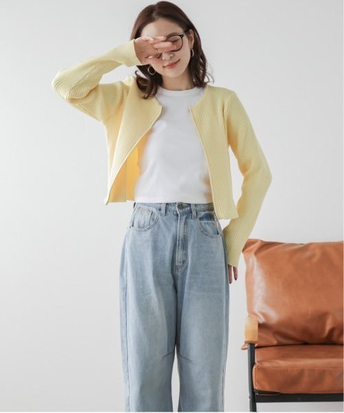 AMELY（エミリー）の「Wジップデザインニット（ニット/セーター・レディース・ピンク/グレイッシュベージュ/ブラック/ラベンダー/イエロー/ベージュ/ブルー・フリー）」の17枚目の写真