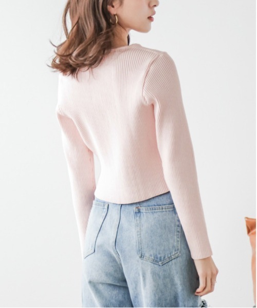 AMELY（エミリー）の「Wジップデザインニット（ニット/セーター・レディース・ピンク/グレイッシュベージュ/ブラック/ラベンダー/イエロー/ベージュ/ブルー・フリー）」の21枚目の写真