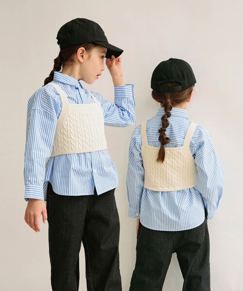 EDWIN（エドウィン）の「【Ou? by EDWIN】ニットビスチェ（ベスト・キッズ・フューシャピンク/ブラック/アイボリー・S/L/M/XL）」の5枚目の写真