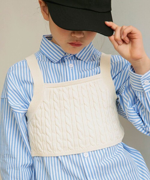 EDWIN（エドウィン）の「【Ou? by EDWIN】ニットビスチェ（ベスト・キッズ・フューシャピンク/ブラック/アイボリー・S/L/M/XL）」の7枚目の写真