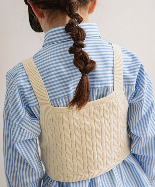 EDWIN（エドウィン）の「【Ou? by EDWIN】ニットビスチェ（ベスト・キッズ・フューシャピンク/ブラック/アイボリー・S/L/M/XL）」の9枚目の写真