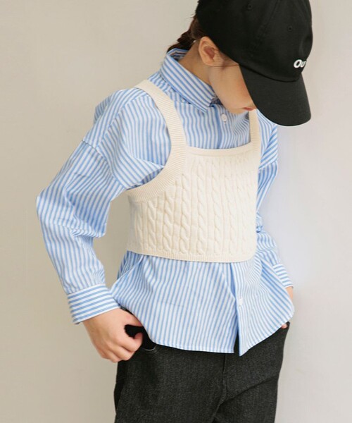 EDWIN（エドウィン）の「【Ou? by EDWIN】ニットビスチェ（ベスト・キッズ・フューシャピンク/ブラック/アイボリー・S/L/M/XL）」の17枚目の写真