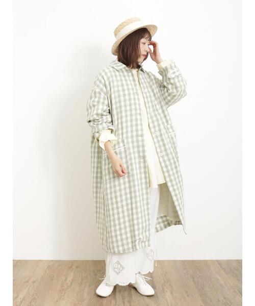 Samansa Mos2（サマンサ モスモス）の「綿麻ライン配色コート（その他アウター・レディース・ブラック/ベージュ/キナリ/ミント・F）」の12枚目の写真