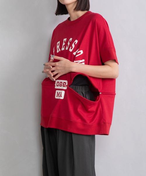 MARECHAL TERRE（マルシャルテル）の「2way ロゴトップス（Tシャツ/カットソー・レディース・ブラック/ホワイト/ベージュ系その他/レッド・MEDIUM）」の5枚目の写真