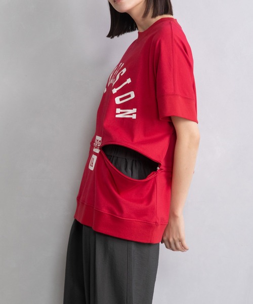 MARECHAL TERRE（マルシャルテル）の「2way ロゴトップス（Tシャツ/カットソー・レディース・ブラック/ホワイト/ベージュ系その他/レッド・MEDIUM）」の6枚目の写真