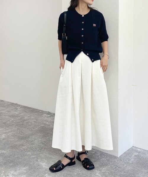 fredy emue（フレディエミュ）の「ジャガードタックスカート（スカート・レディース・オフホワイト/ブラック・36/38）」の4枚目の写真