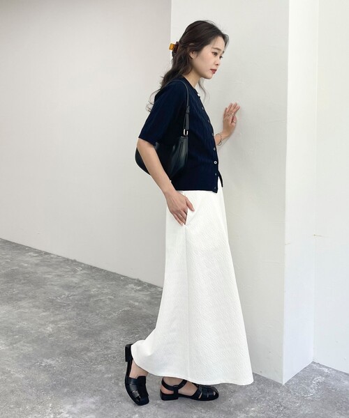 fredy emue（フレディエミュ）の「ジャガードタックスカート（スカート・レディース・オフホワイト/ブラック・36/38）」の7枚目の写真