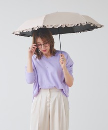 macocca（マコッカ）の「完全遮光 UVカット100% 近赤外線遮蔽率99.9% 晴雨兼用 軽量 折りたたみ傘 uchimizu ウチミズ フリル（折りたたみ傘）」