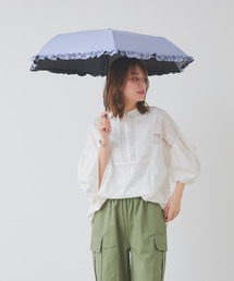 macocca（マコッカ）の「完全遮光 UVカット100% 近赤外線遮蔽率99.9% 晴雨兼用 軽量 折りたたみ傘 uchimizu ウチミズ フリル（折りたたみ傘）」