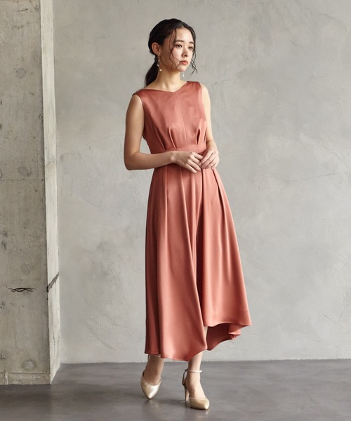 AIMER エメ サテンノースリーブアシンメトリースカートドレス グリーン M 楽天市場】【50%OFF】【SALE】サテンノースリーブアシンメトリー