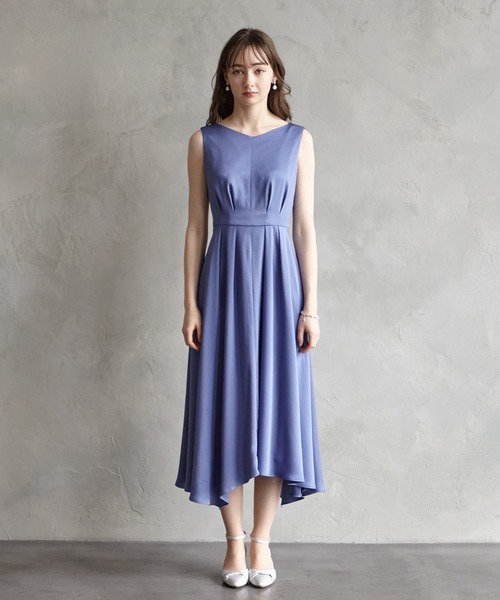 AIMER エメ サテンノースリーブアシンメトリースカートドレス グリーン M AIMER（エメ）の「サテンノースリーブアシンメトリースカート