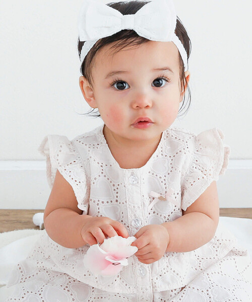 SLAP SLIP BABY(スラップスリップベビー)の「【お揃い】肩フリルハートレース生地ワンピース+ブルマセットアップベビー(70~80cm)(ワンピース・キッズ・ピンク/ホワイト・FREE)」の5枚目の写真