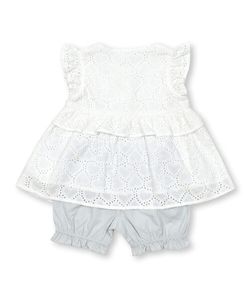 SLAP SLIP BABY(スラップスリップベビー)の「【お揃い】肩フリルハートレース生地ワンピース+ブルマセットアップベビー(70~80cm)(ワンピース・キッズ・ピンク/ホワイト・FREE)」の7枚目の写真
