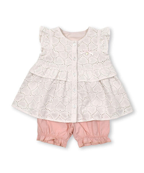 SLAP SLIP BABY(スラップスリップベビー)の「【お揃い】肩フリルハートレース生地ワンピース+ブルマセットアップベビー(70~80cm)(ワンピース・キッズ・ピンク/ホワイト・FREE)」の17枚目の写真