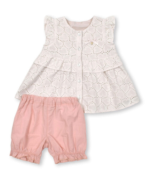 SLAP SLIP BABY(スラップスリップベビー)の「【お揃い】肩フリルハートレース生地ワンピース+ブルマセットアップベビー(70~80cm)(ワンピース・キッズ・ピンク/ホワイト・FREE)」の19枚目の写真