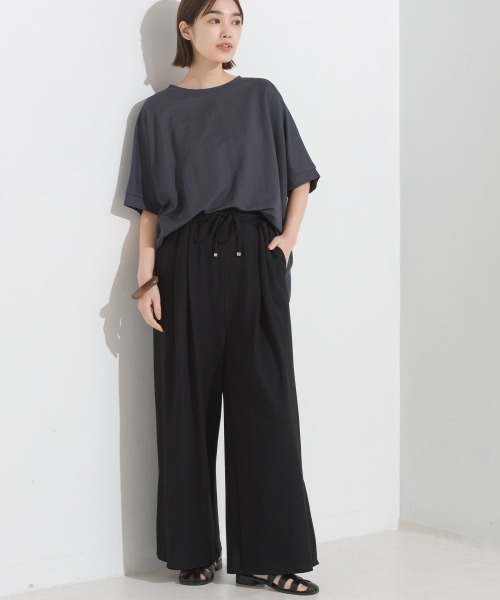 OMNES（オムネス）の「接触冷感レーヨンナイロンタックイージーパンツ（その他パンツ・レディース・ブラック/ブラウン/ブラック×ホワイト/グリーン/キャメル/イエロー/ネイビー/イエロー系その他/レッド/ラベンダー・FREE）」の2枚目の写真