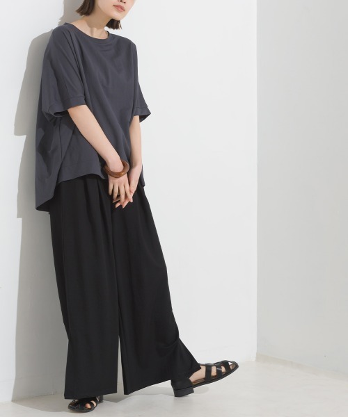 OMNES（オムネス）の「接触冷感レーヨンナイロンタックイージーパンツ（その他パンツ・レディース・ブラック/ブラウン/ブラック×ホワイト/グリーン/キャメル/イエロー/ネイビー/イエロー系その他/レッド/ラベンダー・FREE）」の16枚目の写真