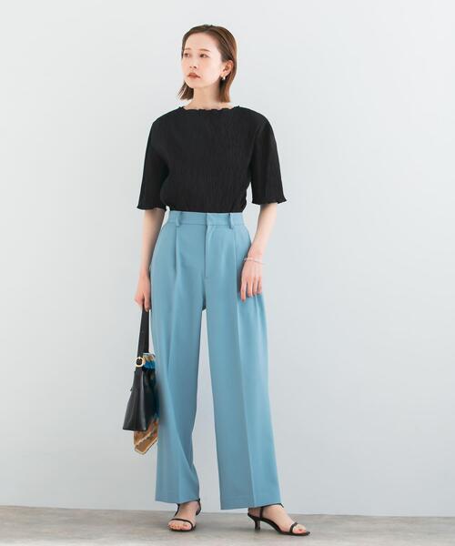 URBAN RESEARCH ROSSO WOMEN（アーバンリサーチ　ロッソ）の「ボートネックシアープリーツプルオーバー（Tシャツ/カットソー・レディース・ブラック/ホワイト/グリーン/イエロー・FREE）」の16枚目の写真