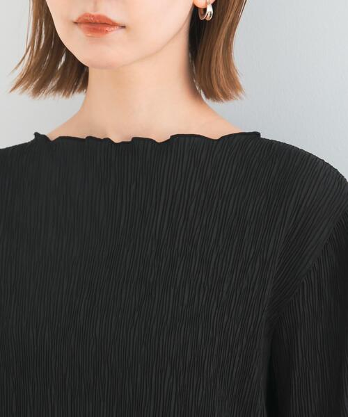 URBAN RESEARCH ROSSO WOMEN（アーバンリサーチ　ロッソ）の「ボートネックシアープリーツプルオーバー（Tシャツ/カットソー・レディース・ブラック/ホワイト/グリーン/イエロー・FREE）」の8枚目の写真