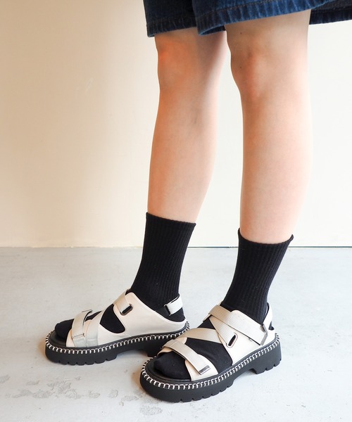 byあしながおじさん（バイアシナガオジサン）の「ストラップスポーツサンダル　8710567（サンダル・レディース・ホワイト/ピンク/ブラック・S/M/L/LL）」の8枚目の写真