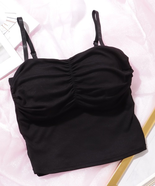 Lace Ladies（レースレディース）の「フロントギャザー カップ付き ハートネック コンパクト キャミソール（キャミソール・レディース・グレー/ブラック/ホワイト・FREE）」の17枚目の写真