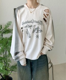 スプレー風ダメージスウェット
