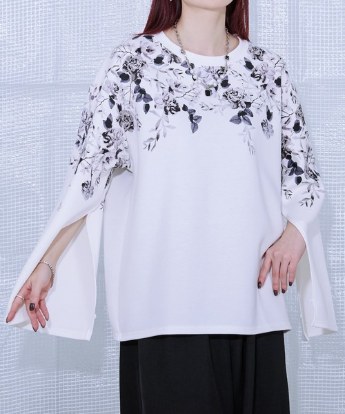 Ellno Loset(エルノロゼット)の「2wayアームスリットフラワーポンチT(Tシャツ/カットソー・メンズ・オフホワイト/ブラック・SMALL/MEDIUM/LARGE)」の14枚目の写真