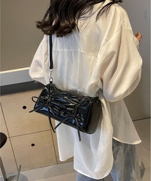 紐リボン ボストンショルダーバッグ