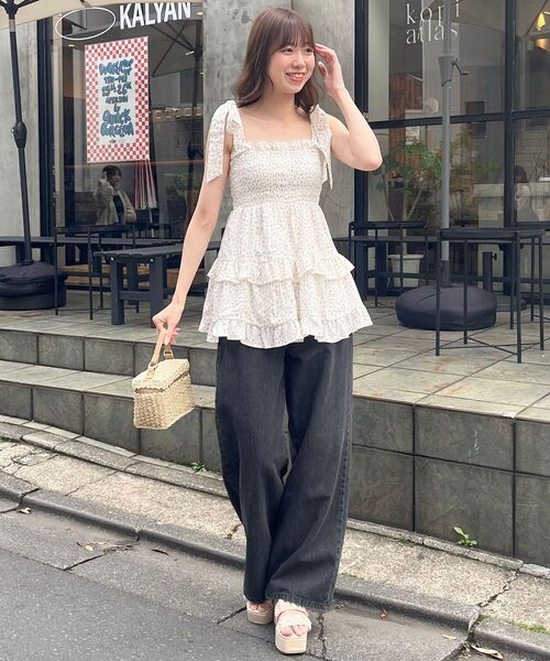 MAJESTIC LEGON（マジェスティックレゴン）の「ワイドストレートデニムパンツ（デニムパンツ・レディース・ブルー/グレー・SMALL/MEDIUM）」の3枚目の写真